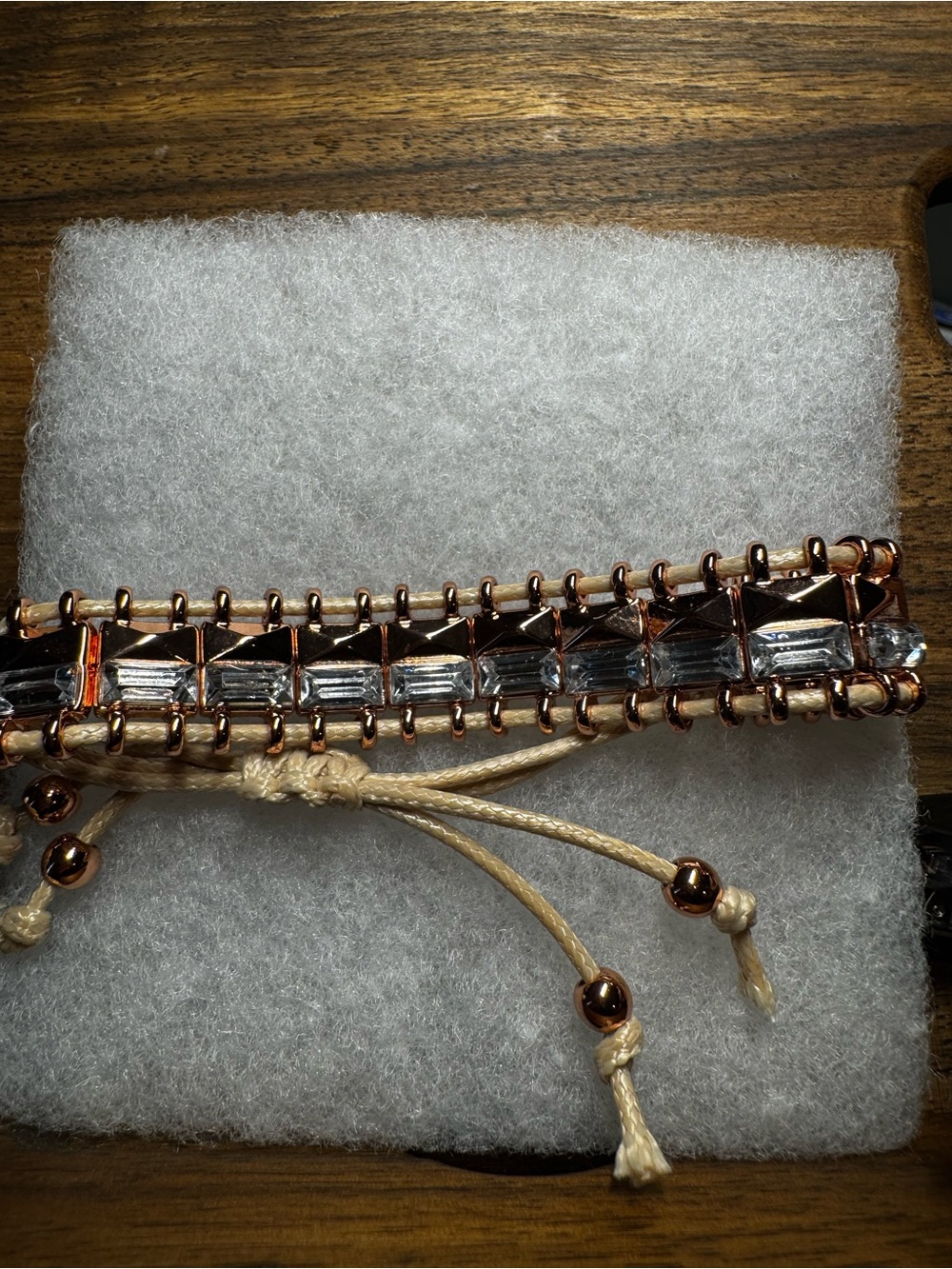 Beaded Crystal Wrap Bracelet in Rose Gold and Cream